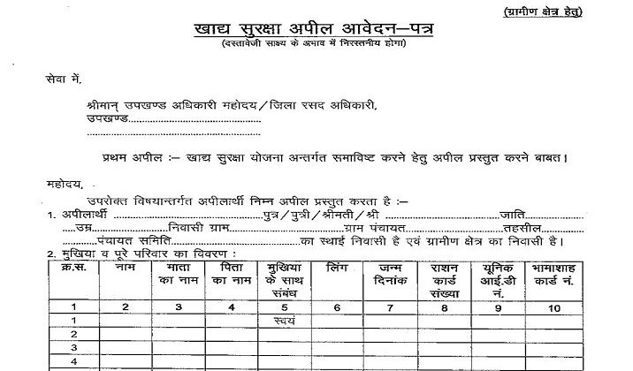 राजस्थान राशन कार्ड में नाम जुडवाने हेतु Pdf आवेदन पत्र डाउनलोड करे 