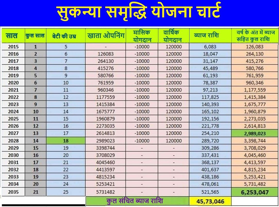 Sukanya Samriddhi Yojana 2024 सुकन्या समृद्धि योजना चार्ट Pdf Form