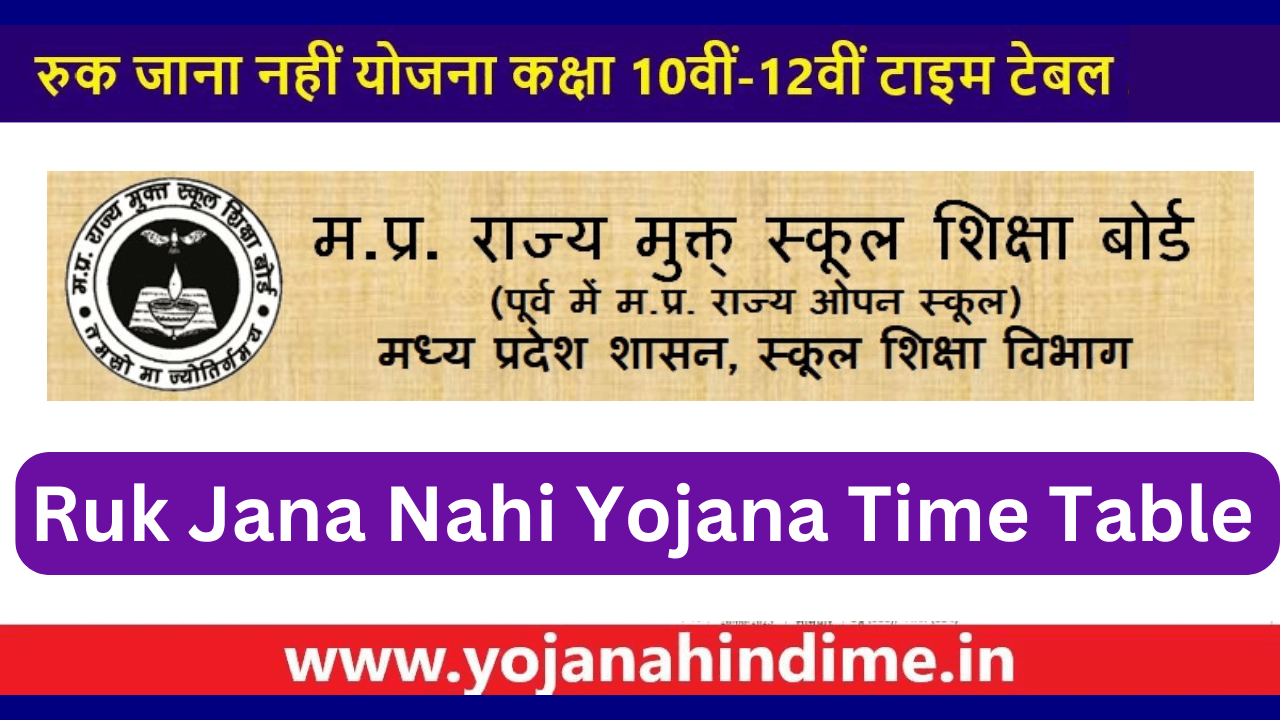 Ruk Jana Nahi Yojana Time Table